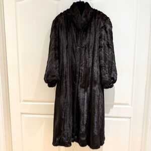 Price⚡️Drop Mink Chocolate Brown Long Vintage Real Fur Coat Size 20